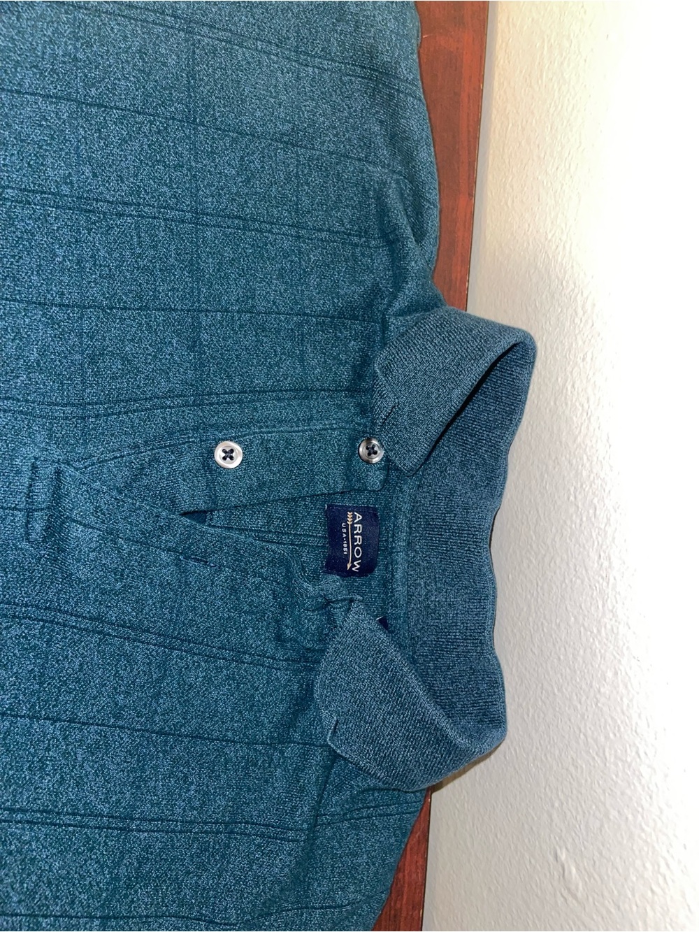Arrow Teal Striped Knit Polo